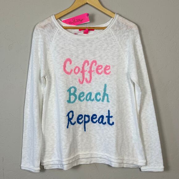 Lilly Pulitzer NWT Women's Size Medium Danette Sweater Coffee Beach Repeat $138 - Picture 3 of 12